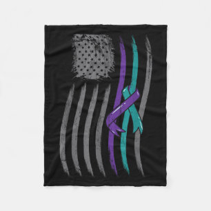 Suicide Prevention American Flag Purple Awareness Fleece Blanket