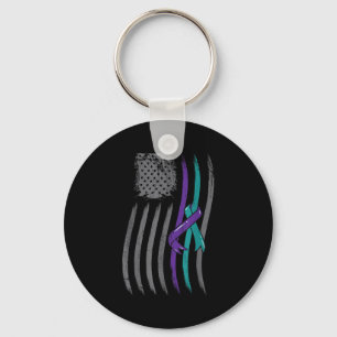 Suicide Prevention American Flag Purple Awareness  Keychain