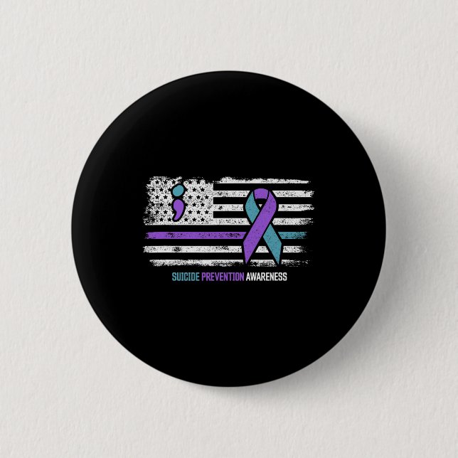 Suicide Prevention American Flag Suicide Awareness 2 Inch Round Button (Front)