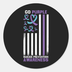 Suicide Prevention American Flag Suicide Awareness Classic Round Sticker