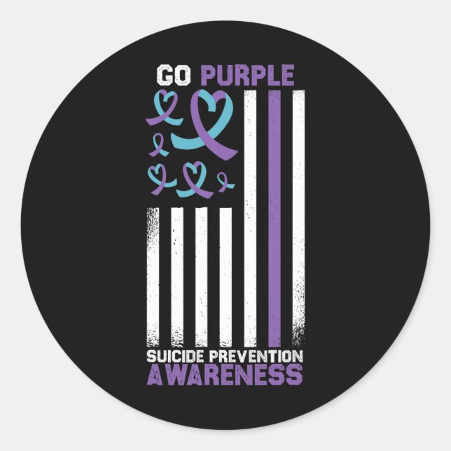 Suicide Prevention American Flag Suicide Awareness Classic Round Sticker (Front)