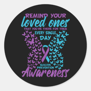 Suicide Prevention & Awareness Suicide Ribbon Classic Round Sticker
