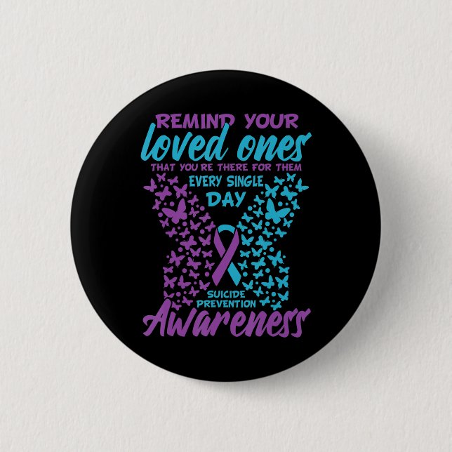 Suicide Prevention and Awareness Suicide Ribbon Te 2 Inch Round Button (Front)