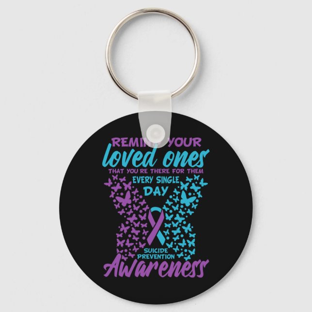 Suicide Prevention And Awareness Suicide Ribbon Te Keychain (Front)