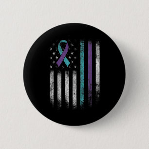 Suicide Prevention Awareness American Flag Ribbon 2 Inch Round Button