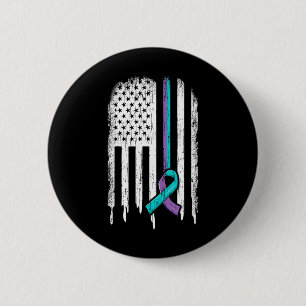 Suicide Prevention Awareness American Flag Ribbon 2 Inch Round Button
