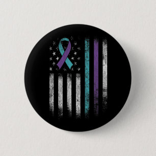 Suicide Prevention Awareness American Flag Ribbon 2 Inch Round Button