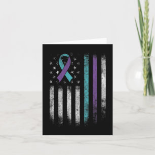 Suicide Prevention Awareness American Flag Ribbon Card