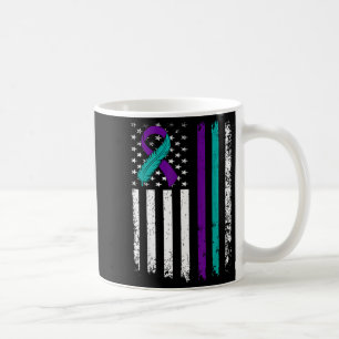 Suicide Prevention Awareness American Flag Ribbon Coffee Mug