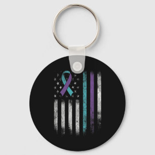 Suicide Prevention Awareness American Flag Ribbon Keychain