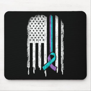 Suicide Prevention Awareness American Flag Ribbon  Mouse Pad