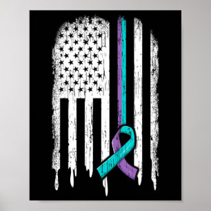 Suicide Prevention Awareness American Flag Ribbon  Poster