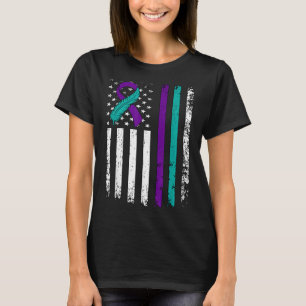 Suicide Prevention Awareness American Flag Ribbon  T-Shirt