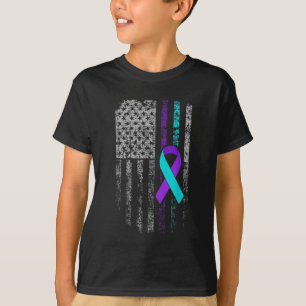 Suicide Prevention Awareness American Flag Ribbon T-Shirt