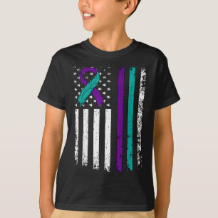 Suicide Prevention Awareness American Flag Ribbon  T-Shirt