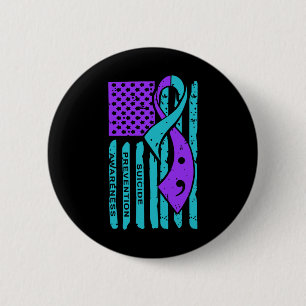 Suicide Prevention Awareness American Flag Semicol 2 Inch Round Button