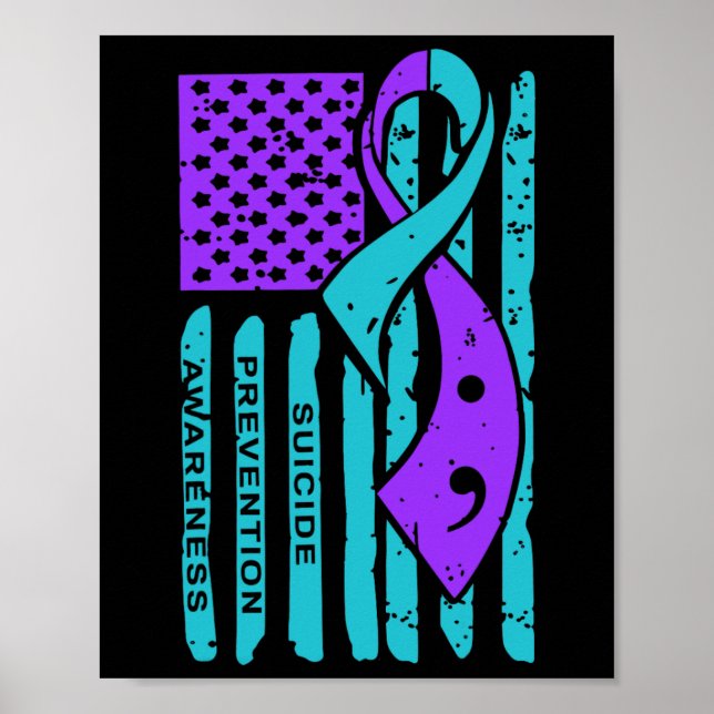 Suicide Prevention Awareness American Flag Semicol Poster (Front)