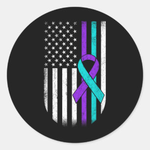 Suicide Prevention Awareness American Flag Support Classic Round Sticker