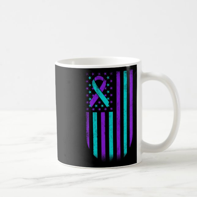 Suicide Prevention Awareness American Flag Support Coffee Mug (Right)