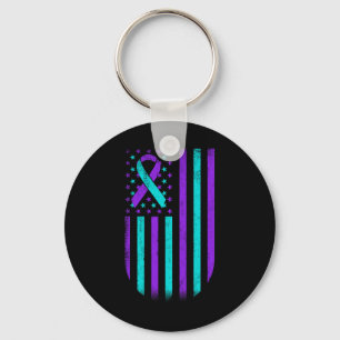 Suicide Prevention Awareness American Flag Support Keychain