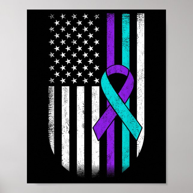 Suicide Prevention Awareness American Flag Support Poster (Front)