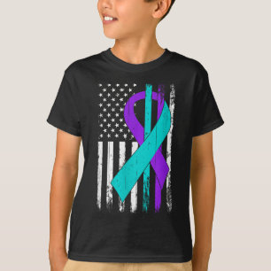Suicide Prevention Awareness American Flag  T-Shirt