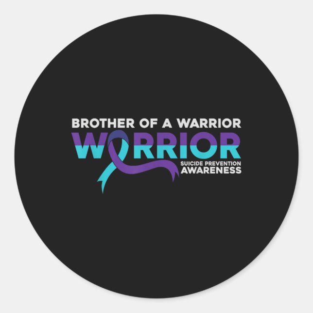 Suicide Prevention Awareness Brother Of A Warrior  Classic Round Sticker (Front)