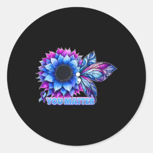 Suicide Prevention Awareness Butterfly Semicolon  Classic Round Sticker