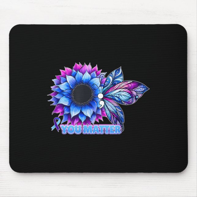 Suicide Prevention Awareness Butterfly Semicolon  Mouse Pad (Front)