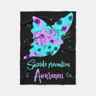 Suicide Prevention Awareness Butterfly Sunflower P Fleece Blanket