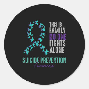 Suicide Prevention Awareness Butterfly Teal Purple Classic Round Sticker