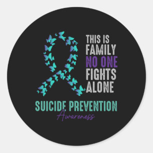 Suicide Prevention Awareness Butterfly Teal Purple Classic Round Sticker