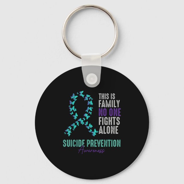 Suicide Prevention Awareness Butterfly Teal Purple Keychain (Front)