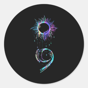 Suicide Prevention Awareness Choose Life Semicolon Classic Round Sticker