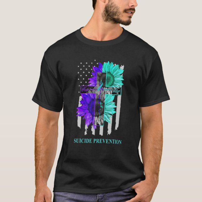 Suicide Prevention Awareness Cross Faith Hope Love T-Shirt (Front)