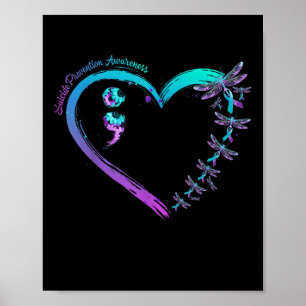 Suicide Prevention Awareness Dragonfly Heart Love Poster