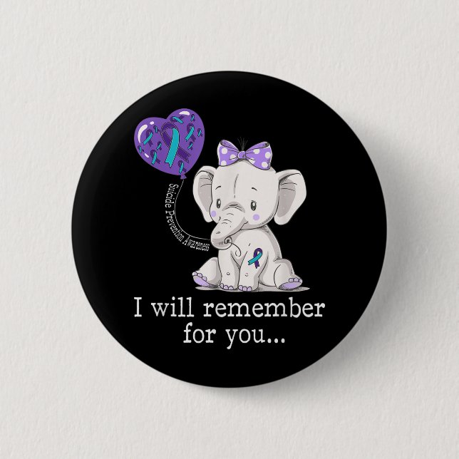 Suicide Prevention Awareness Elephant  2 Inch Round Button (Front)