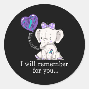 Suicide Prevention Awareness Elephant  Classic Round Sticker