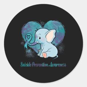 Suicide Prevention Awareness Elephant Lovers Gifts Classic Round Sticker