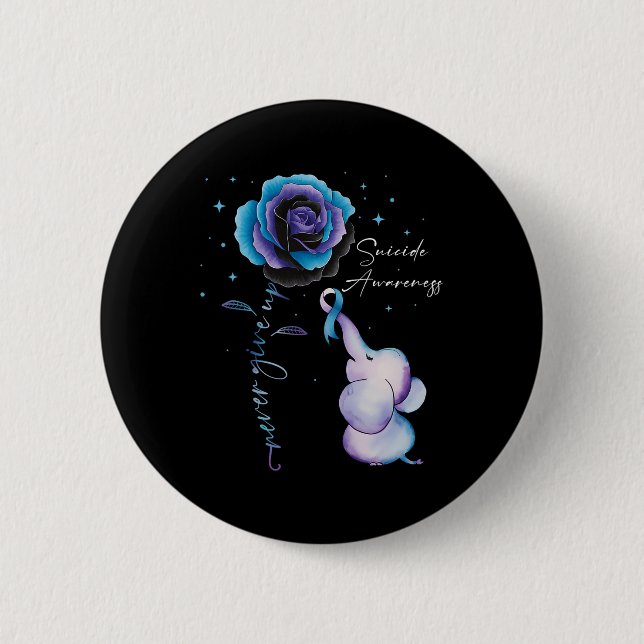 Suicide Prevention Awareness Elephant Sunflower Te 2 Inch Round Button (Front)