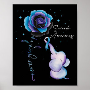 Suicide Prevention Awareness Elephant Sunflower Te Poster