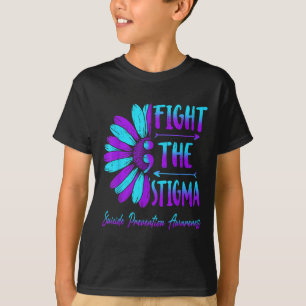 Suicide Prevention Awareness Fight Stigma Teal Pur T-Shirt