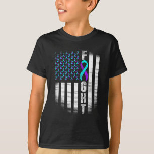 Suicide Prevention Awareness Fight Usa Flag Teal A T-Shirt