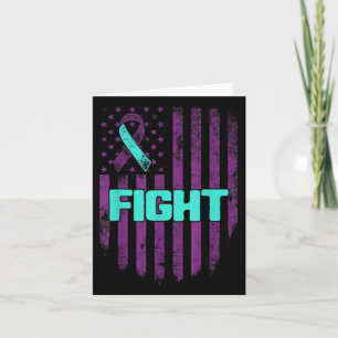 Suicide Prevention Awareness Fight Usa Flag Teal & Card