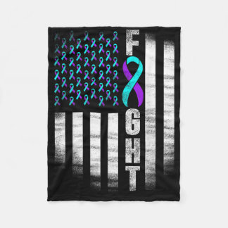 Suicide Prevention Awareness Fight Usa Flag Teal & Fleece Blanket