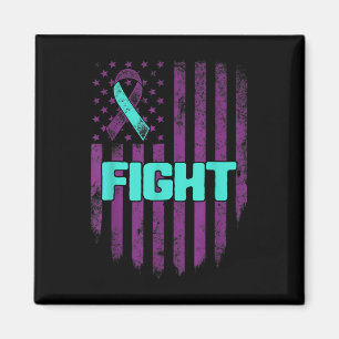 Suicide Prevention Awareness Fight Usa Flag Teal & Magnet