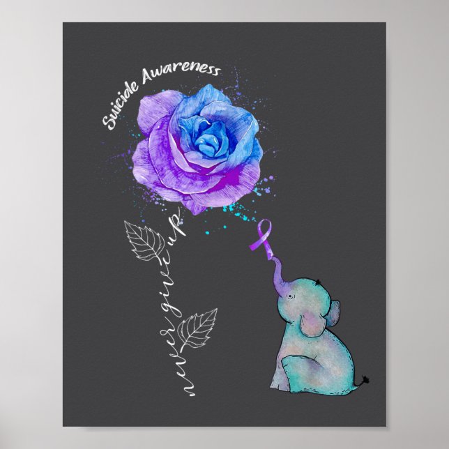 Suicide Prevention Awareness Flower Elephant  Poster (Front)