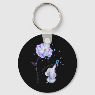 Suicide Prevention Awareness Flower Elephant Ribbo Keychain