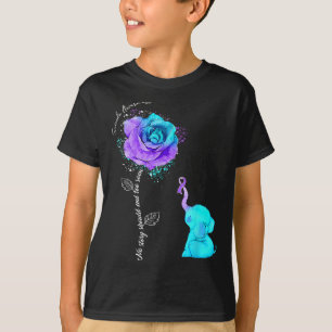 Suicide Prevention Awareness Flower Elephant Ribbo T-Shirt