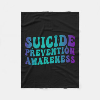Suicide Prevention Awareness Groovy Teal Purple Ri Fleece Blanket